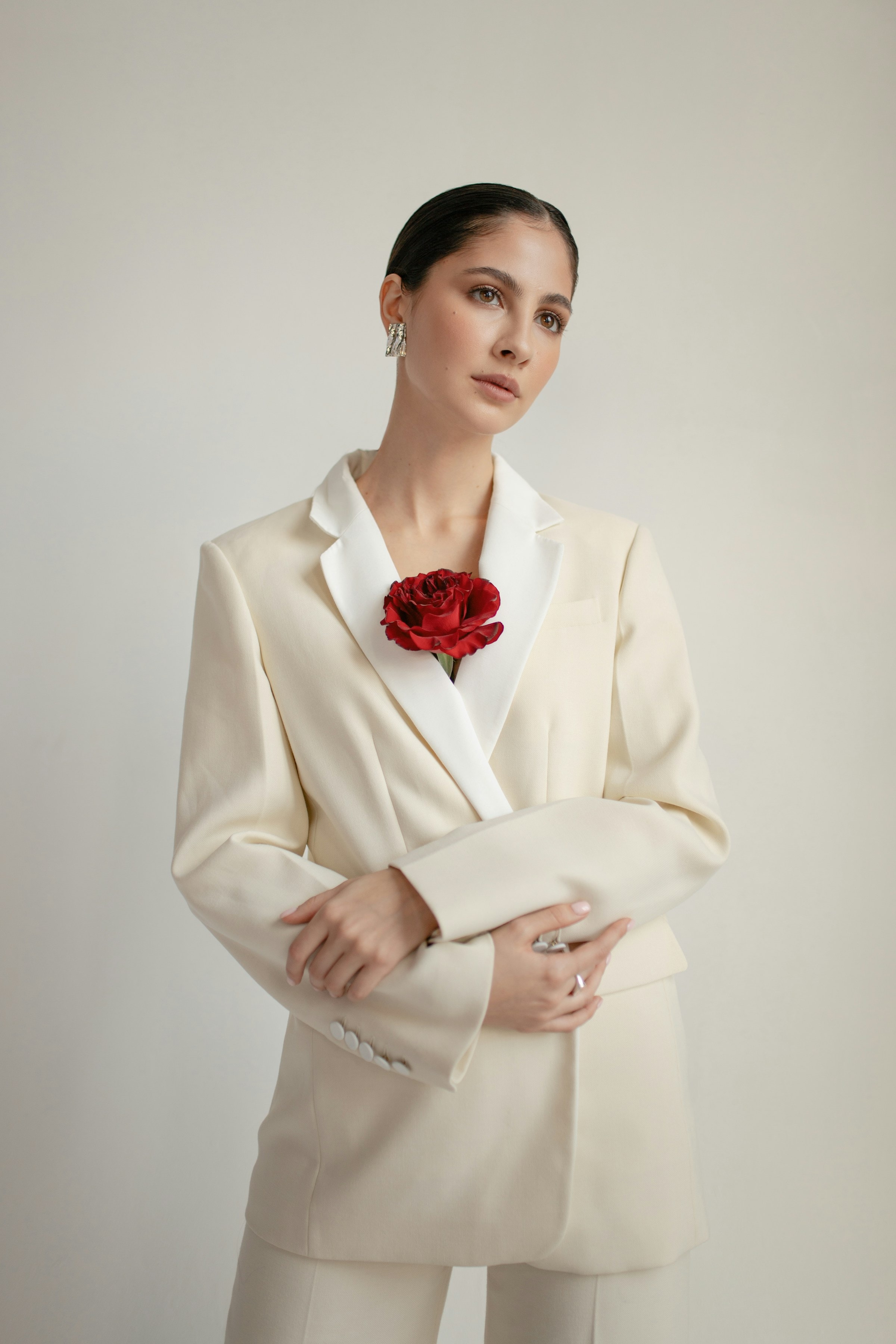 Compleu ivory, cu sacou structurat